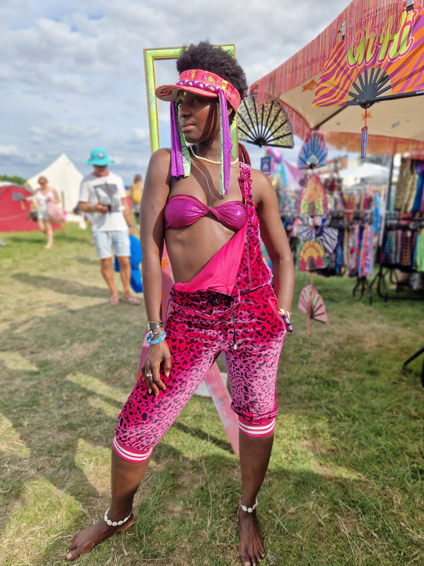 Magenta Leopard | Cropped Disarray Dungarees | Unisex