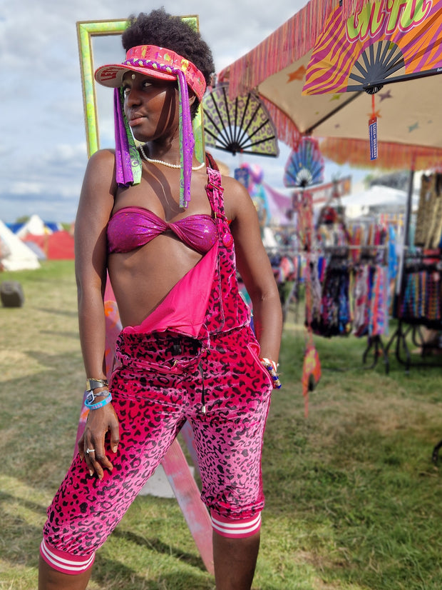 Magenta Leopard | Cropped Disarray Dungarees | Unisex