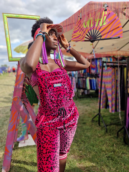 Magenta Leopard | Cropped Disarray Dungarees | Unisex