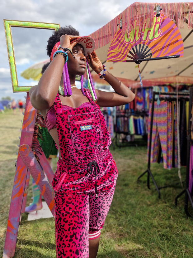 Magenta Leopard | Cropped Disarray Dungarees | Unisex