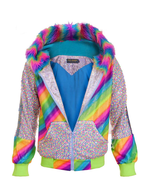 Girl's Mermaid Scales Holographic Sequin Bomber Jacket