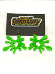 Splat Attack -  Mega - Lime Green - Statement Earrings