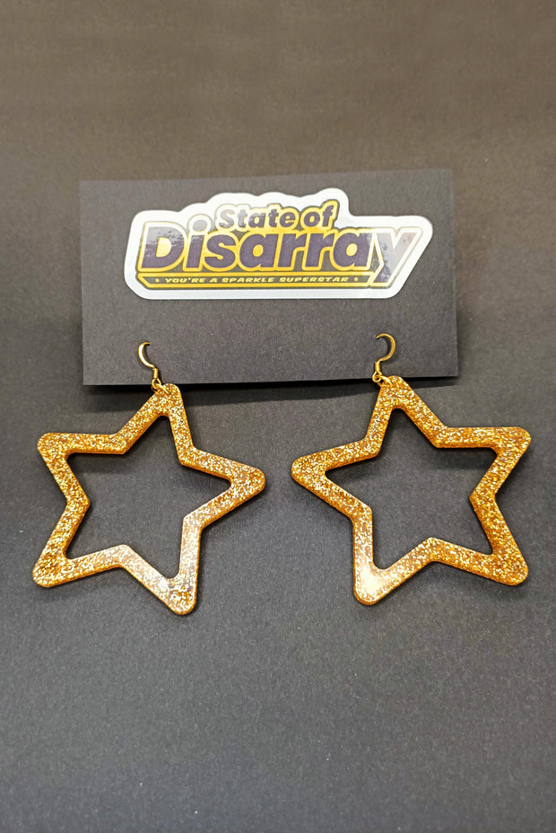 Superstar - Mega - Glitter Gold - Statement Earrings