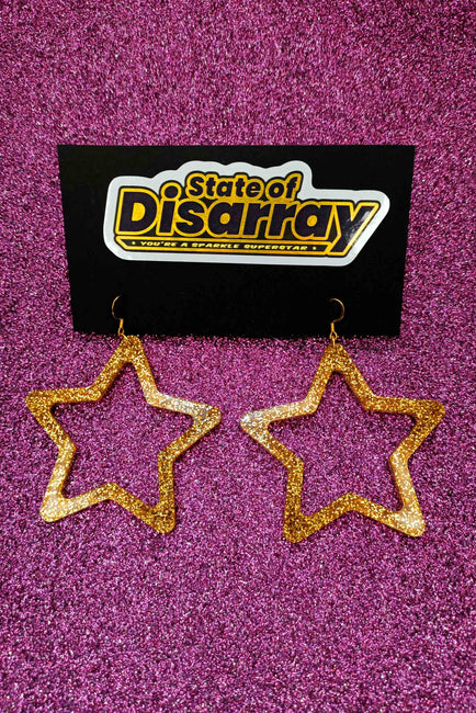 Superstar - Mega - Glitter Gold - Statement Earrings