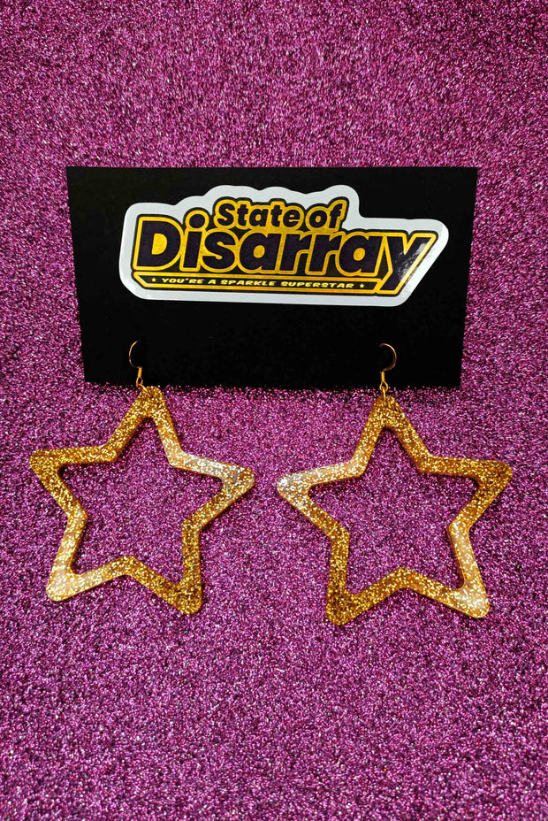 Superstar - Mega - Glitter Gold - Statement Earrings