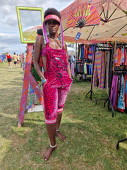 Magenta Leopard | Cropped Disarray Dungarees | Unisex