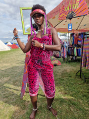 Magenta Leopard | Cropped Disarray Dungarees | Unisex