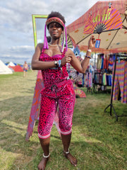 Magenta Leopard | Cropped Disarray Dungarees | Unisex