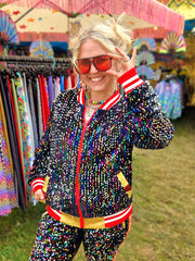 Rainbow Roller Disco | Disarray Sequin Bomber Jacket | Unisex