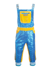 Crystal Blue | Cropped Sequin Dungarees | Unisex