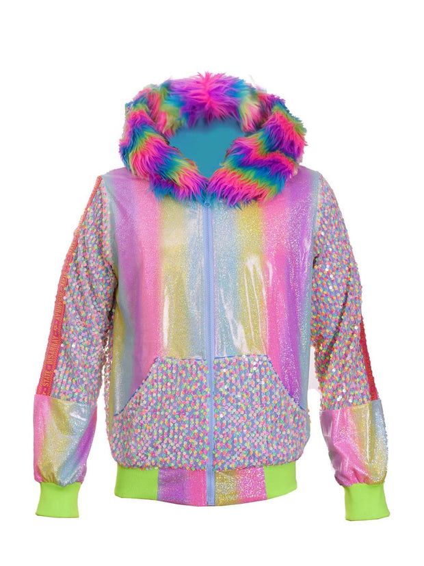 Candy Club Pastel Rainbow Sequin Hoody State of Disarray
