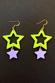 Double Star - Fiesta Yellow & Palma Violet - Statement Earrings