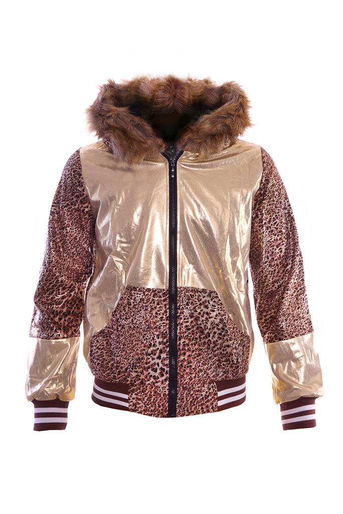 Acelitly Women's Leopard Hoodie - Fuzzy Faux Fleece Zipper Jacket With Pockets