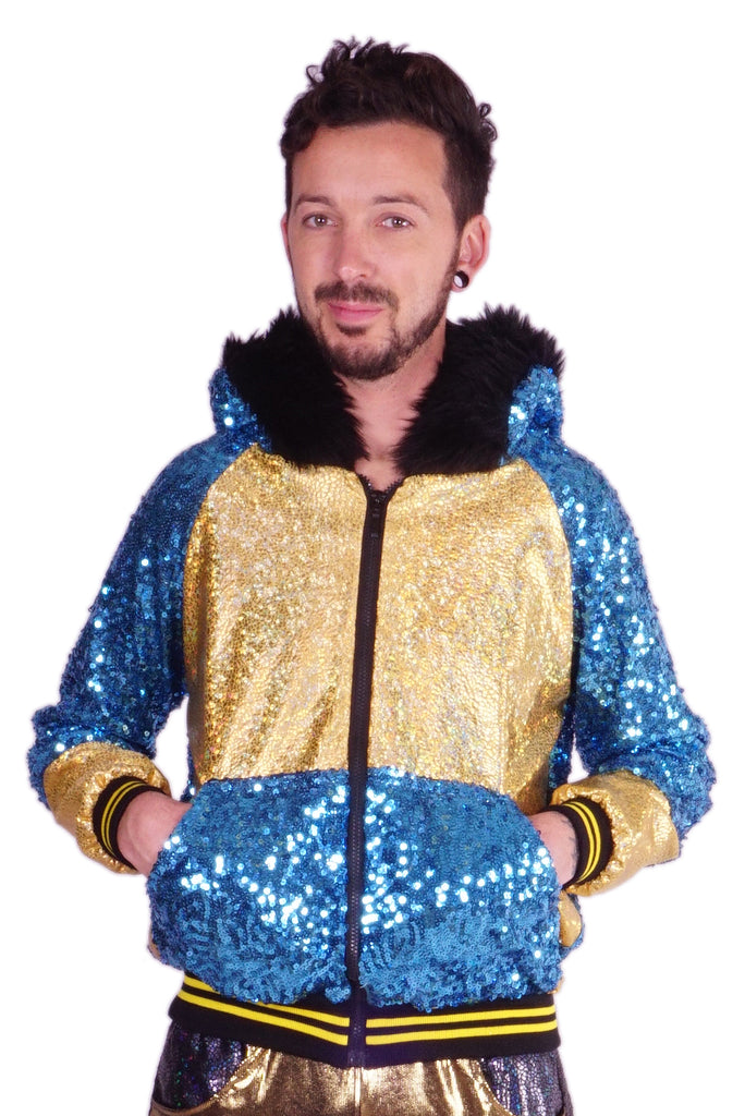 Gold sequin hoodie outlet
