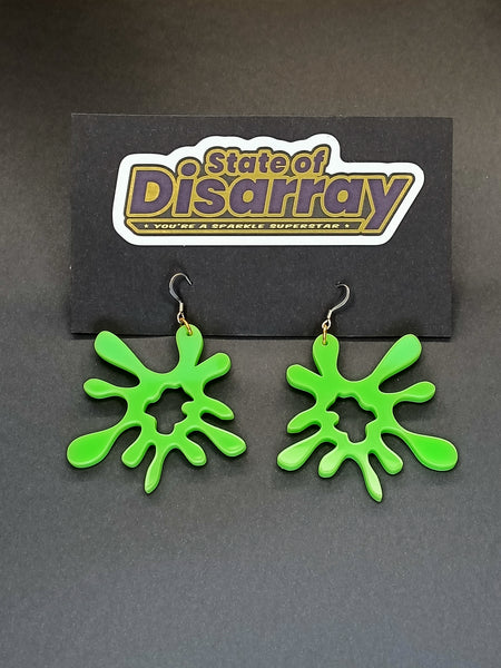 Splat Attack -  Mini- Lime Green - Statement Earrings