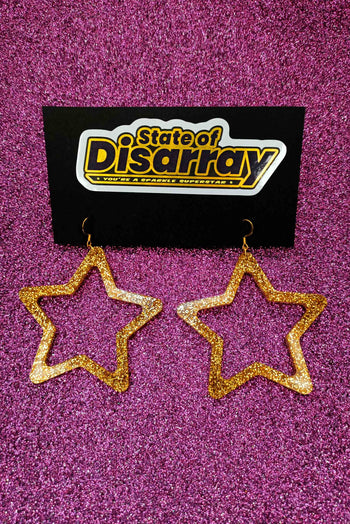 Superstar - Mega - Glitter Gold - Statement Earrings