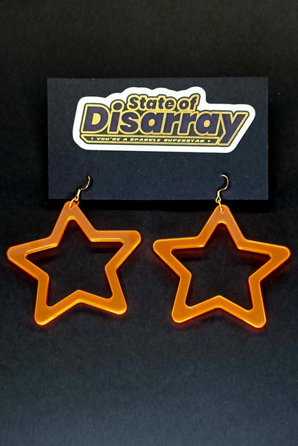 Superstar - Mega - Neon Orange (Transparant) - Statement Earrings