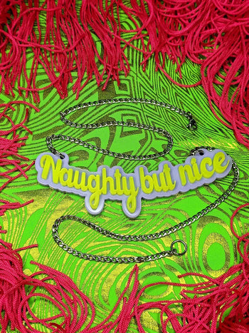 Naughty But Nice - Statement Acrylic Necklace - Palma Violet & Fiesta Yellow
