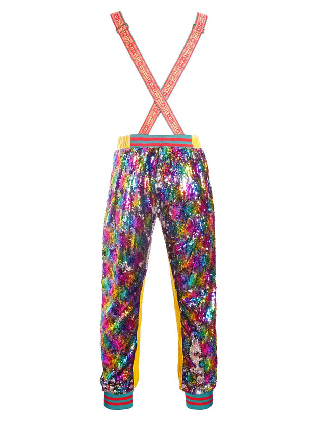 Rainbow Sequin Disco Jumpsuit for Women. Sparkle Disco Pants