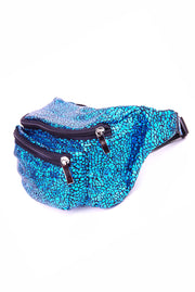 Turqouise Crackle effect.  State of Disarray Metallic colourful Bumbag Fanny Pack Party Utility Bag 