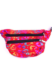 Red Rainbow Leopard  State of Disarray Metallic colourful Bumbag Fanny Pack Party Utility Bag 