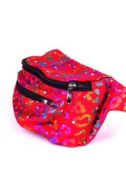 Red Rainbow Leopard  State of Disarray Metallic colourful Bumbag Fanny Pack Party Utility Bag 