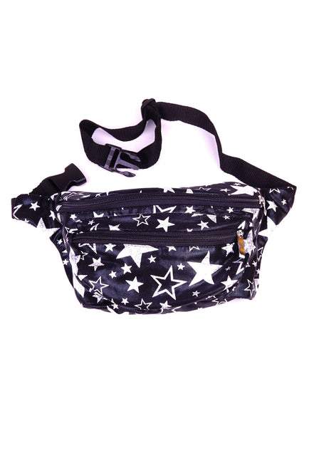 Black with silver stars  State of Disarray Metallic colourful Bumbag Fanny Pack Party Utility Bag 