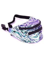 Silver pixels & green squiggles  State of Disarray Metallic colourful Bumbag Fanny Pack Party Utility Bag 