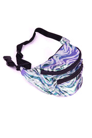 Silver pixels & green squiggles  State of Disarray Metallic colourful Bumbag Fanny Pack Party Utility Bag 