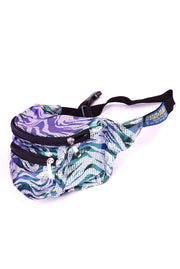 Silver pixels & green squiggles  State of Disarray Metallic colourful Bumbag Fanny Pack Party Utility Bag 