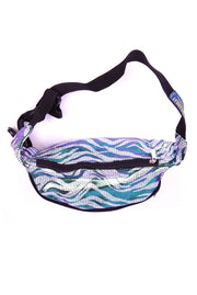 Silver pixels & green squiggles  State of Disarray Metallic colourful Bumbag Fanny Pack Party Utility Bag 