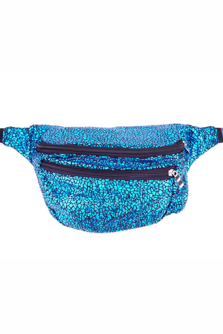 Turqouise Crackle effect.  State of Disarray Metallic colourful Bumbag Fanny Pack Party Utility Bag 