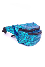 Turqouise Crackle effect.  State of Disarray Metallic colourful Bumbag Fanny Pack Party Utility Bag 