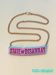 State of Disarray - Acrylic Necklace - Peppermint & Rasberry - Midi Chain
