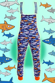 Colourful cotton Shark print dungarees by State Of Disarray