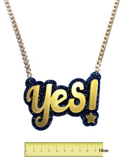 YES! - Statement Acrylic Necklace - Black & Gold
