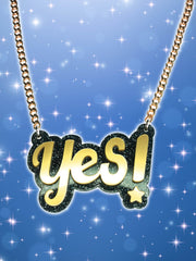 YES! - Statement Acrylic Necklace - Black & Gold