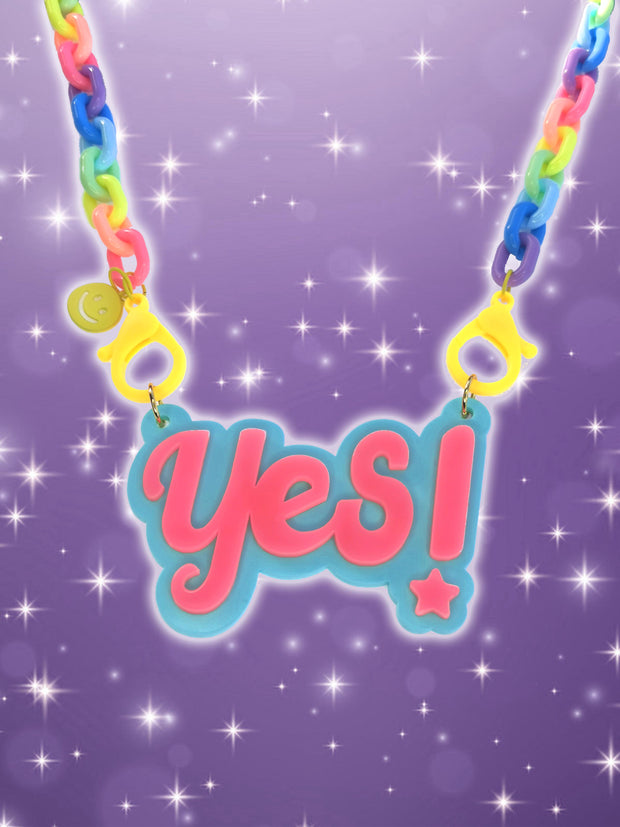 YES! - Statement Acrylic Necklace - Candyfloss Blue & Flamenco Pink