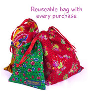 A selection of re-usable fabric bags gifted to State of Disarray customers with every purchase