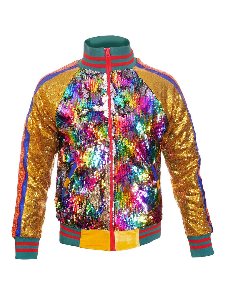 Rainbow Star Sequin Bomber