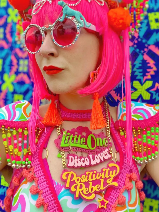 Positivity Rebel - Statement Chain (Mega) - Luinluland Collab - Hot Pink & Yellow