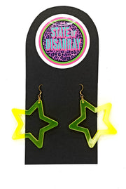 Midi Star - Neon Yellow (Transparent) - Statement Earrings