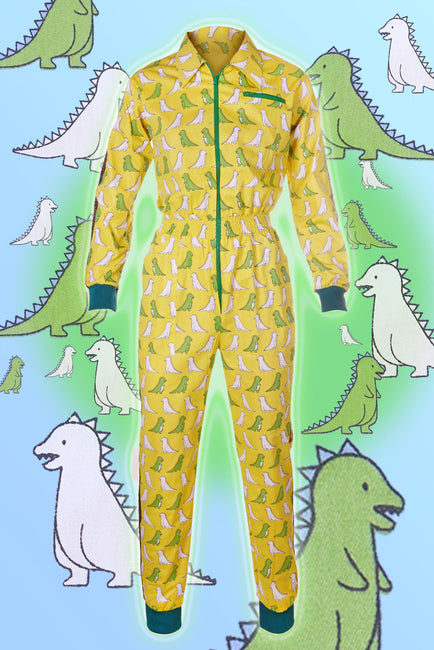 Draw me a Dino - Yellow - Banging Boilersuit - Cinched